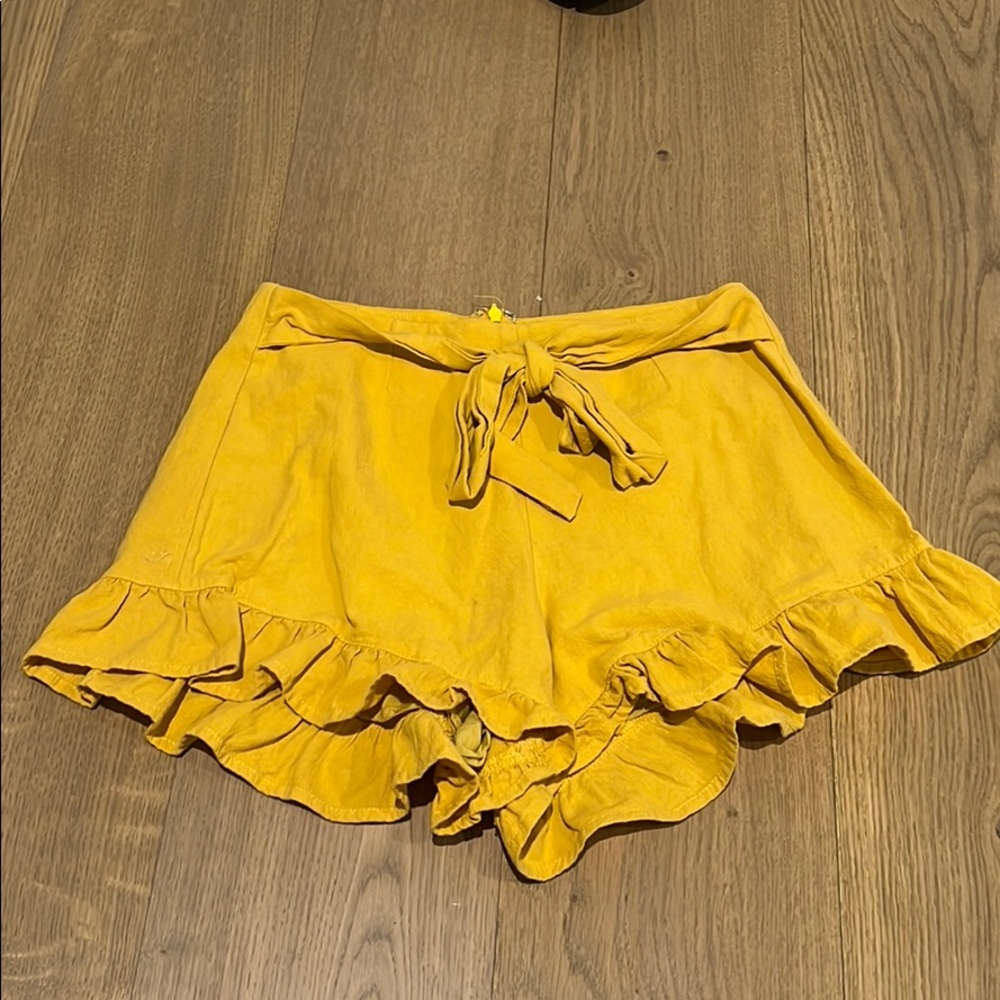 Yellow ruffle shorts